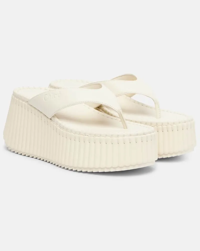 Chloé Chloé Plateausandalen Nama 80 aus Leder Weiß