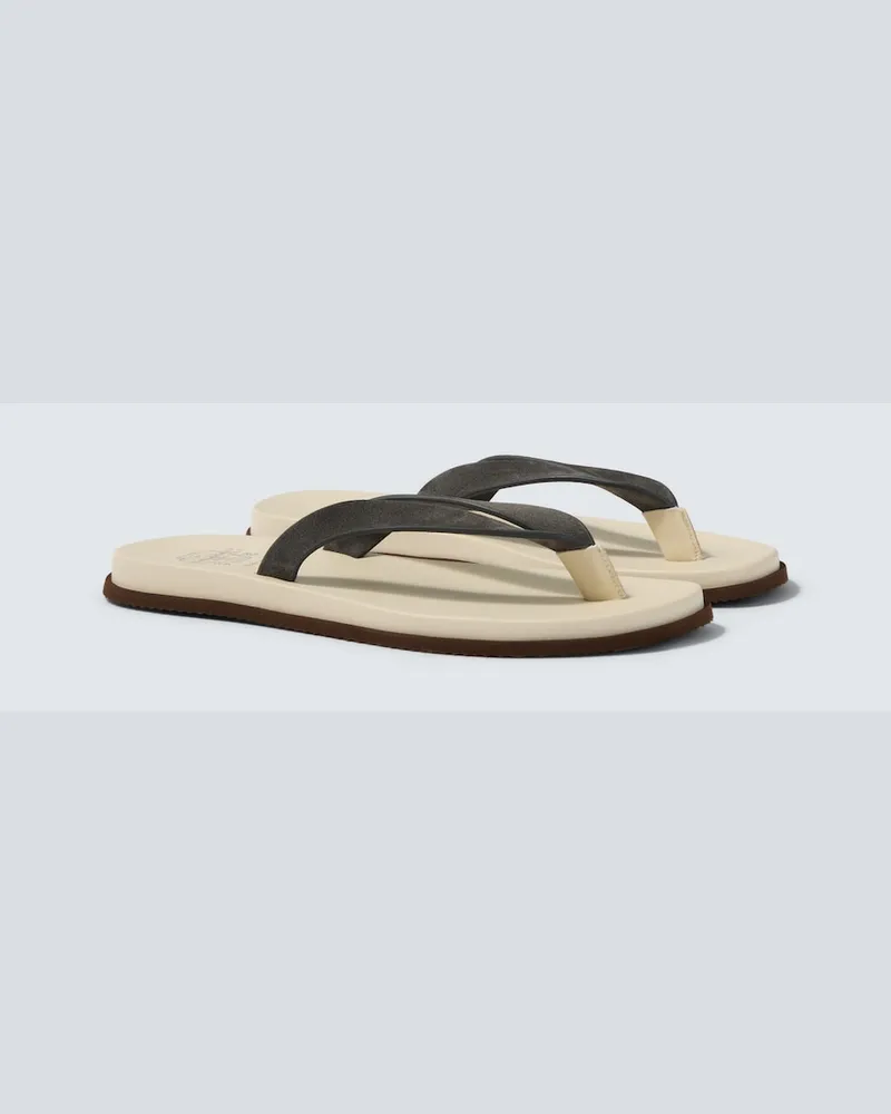 Brunello Cucinelli Sandalen aus Veloursleder Grau