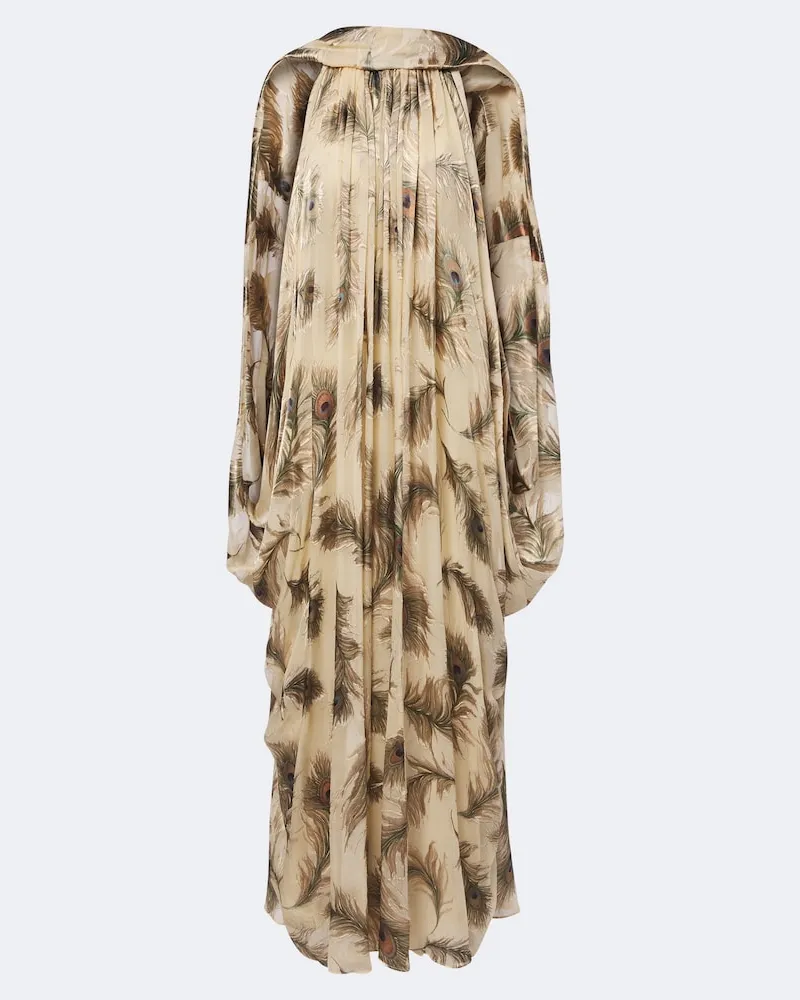 Zimmermann Robe Ascent Burnout aus Seidensatin Beige
