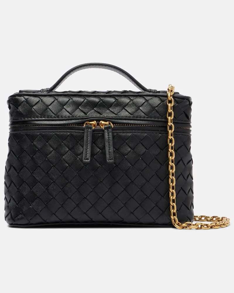 Bottega Veneta Schultertasche Intrecciato aus Leder Schwarz