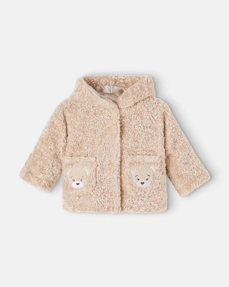 Monnalisa Baby Jacke aus Teddyfleece Beige
