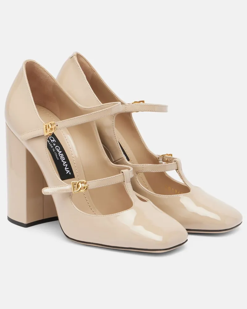 Dolce & Gabbana Mary-Jane-Pumps DG 105 aus Lackleder Beige