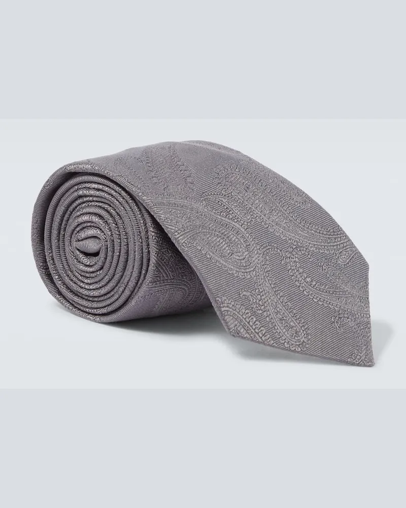 Brunello Cucinelli Krawatte aus Seiden-Twill Grau