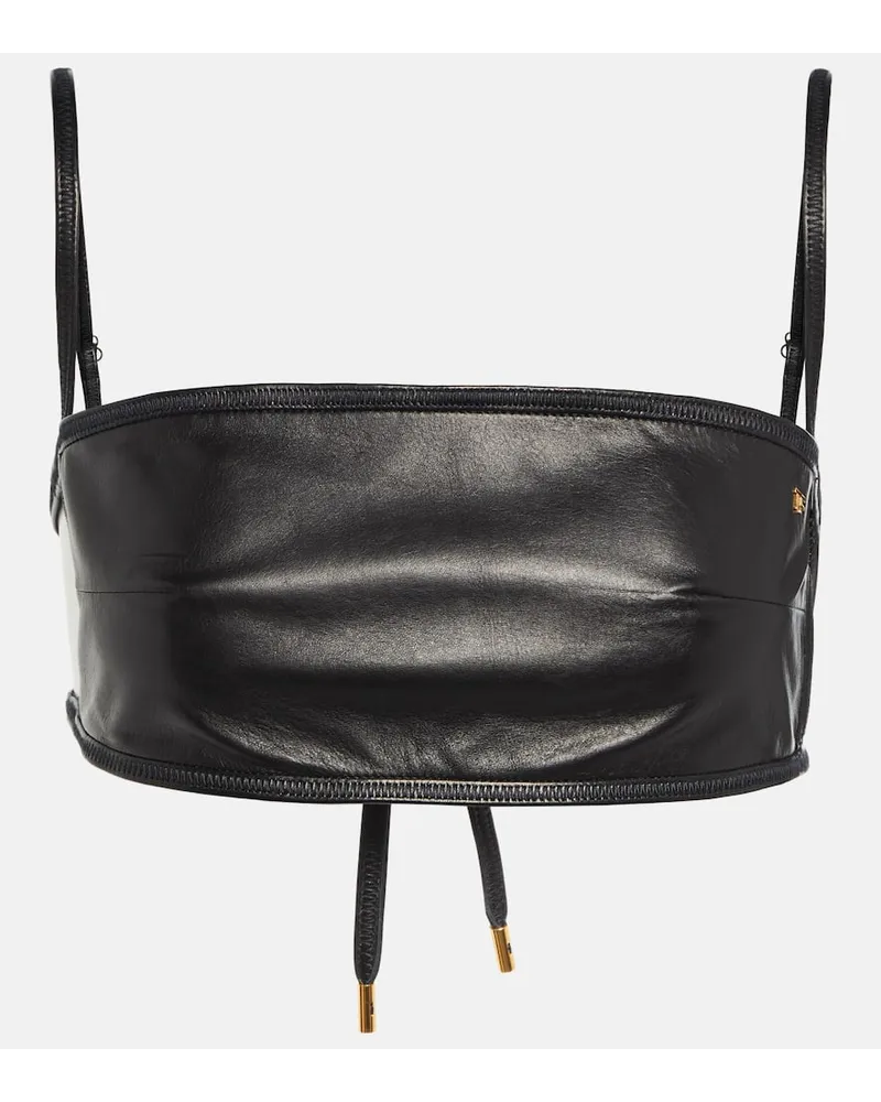 Tom Ford Bralette aus Leder Schwarz