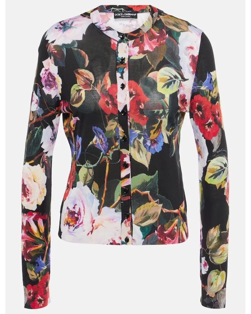 Dolce & Gabbana Bedruckter Cardigan aus Seide Schwarz