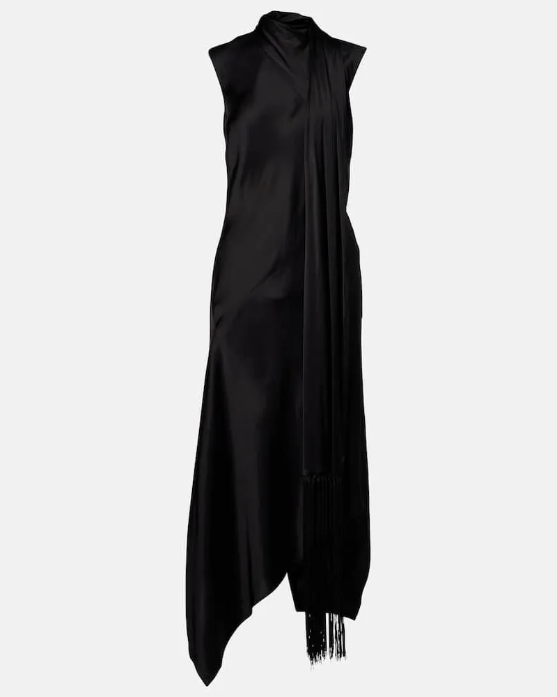 Acne Studios Midikleid aus Satin Schwarz