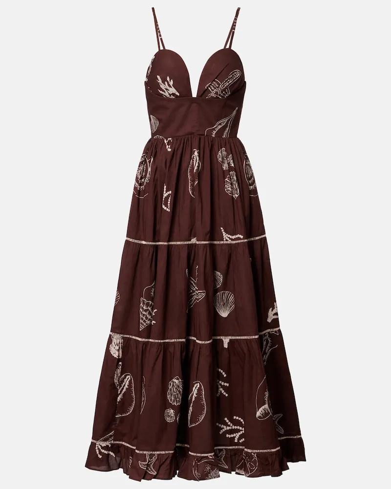 Poupette St Barth Maxikleid Milena aus Baumwolle Braun