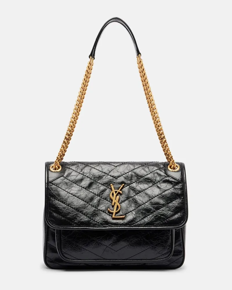 Saint Laurent Schultertasche Niki Medium aus Leder Schwarz