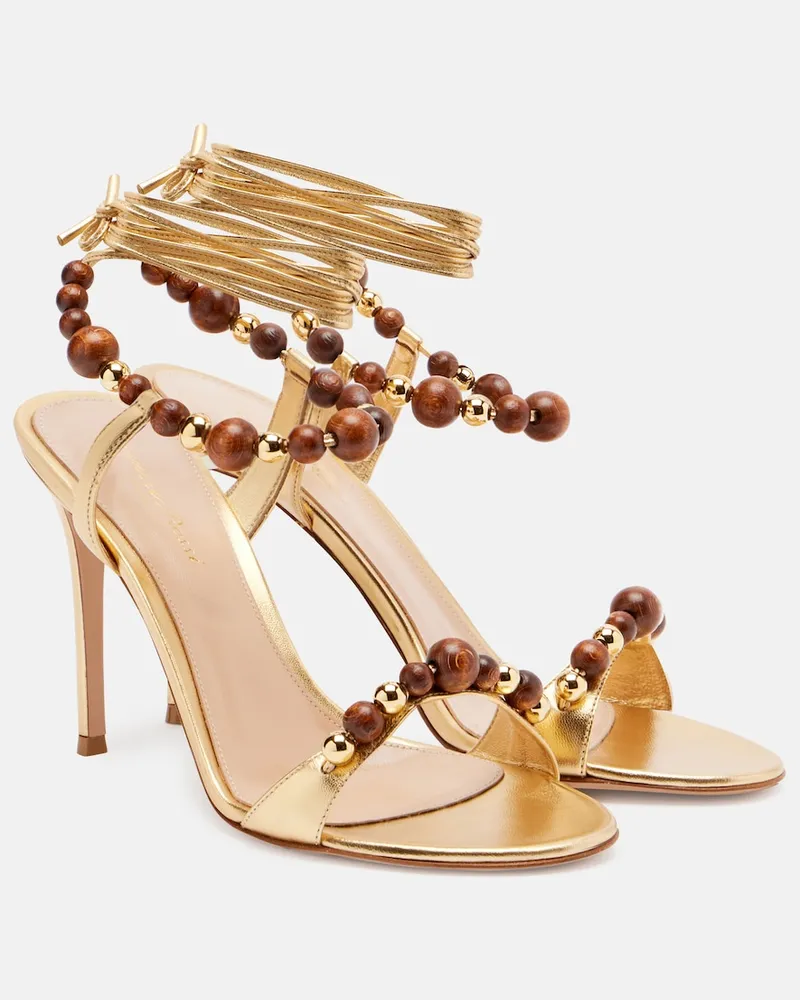 Gianvito Rossi Slingback-Sandalen aus Metallic-Leder Gold