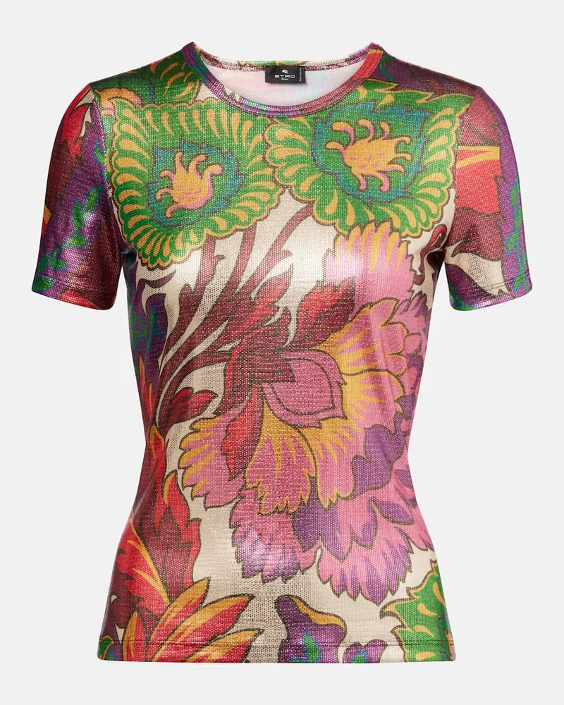 Etro T-Shirt aus Lamé Multicolor