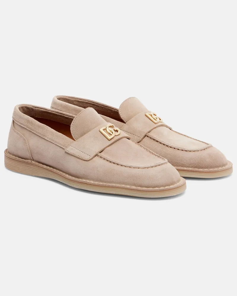 Dolce & Gabbana Loafers DG aus Veloursleder Beige