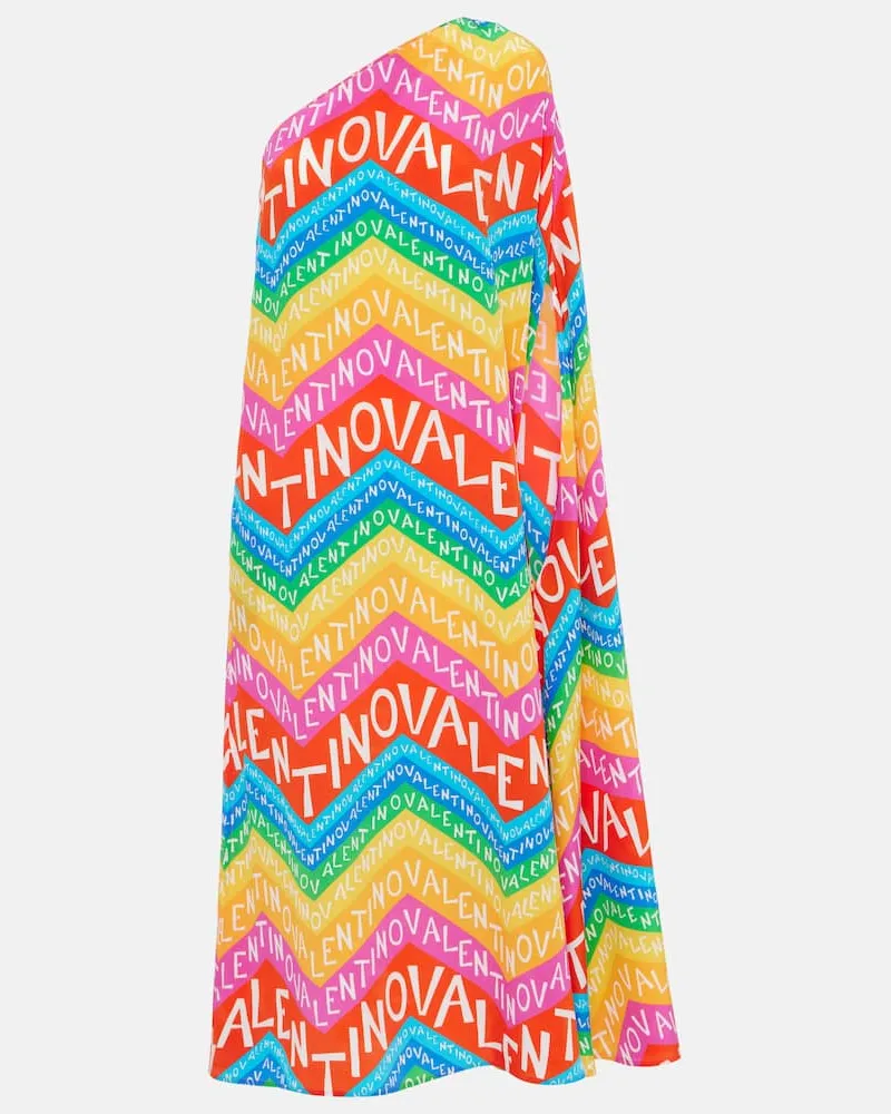 Valentino Garavani Midikleid Valentino Chevron 24 aus Seide Multicolor