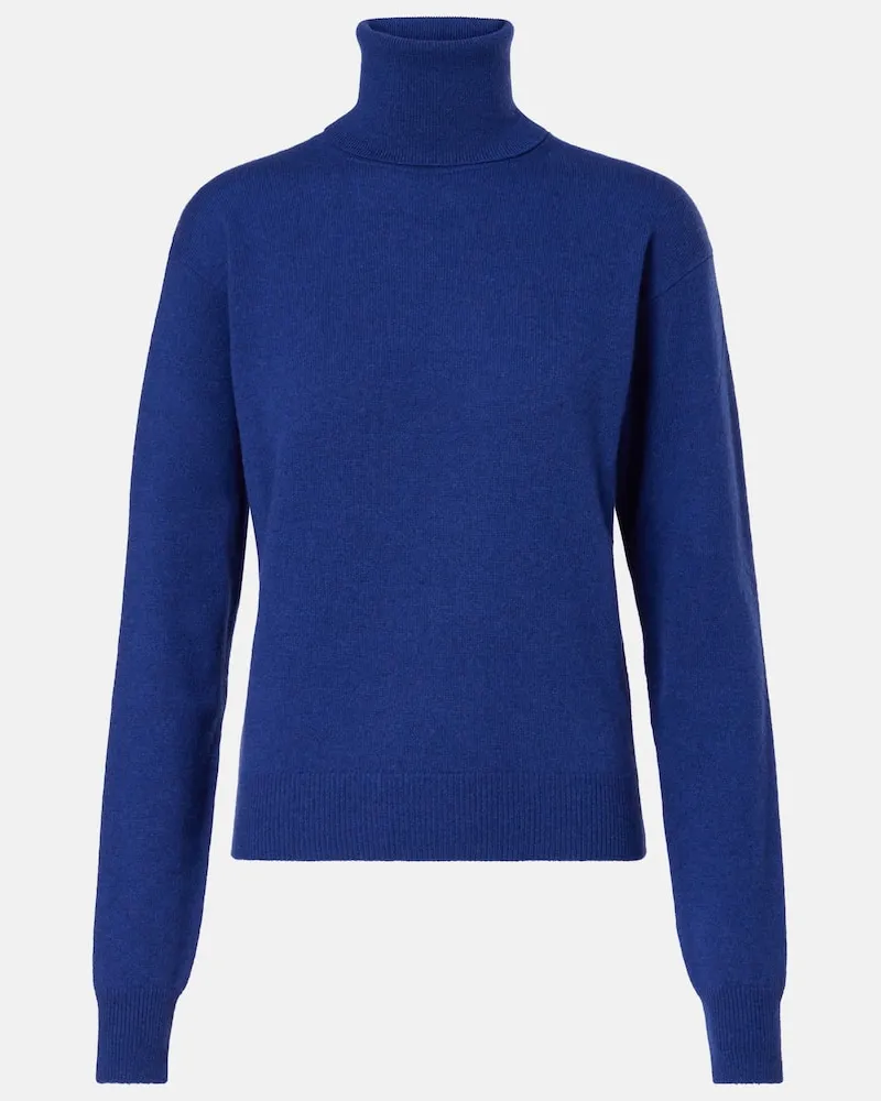 Saint Laurent Rollkragenpullover aus Kaschmir und Wolle Blau