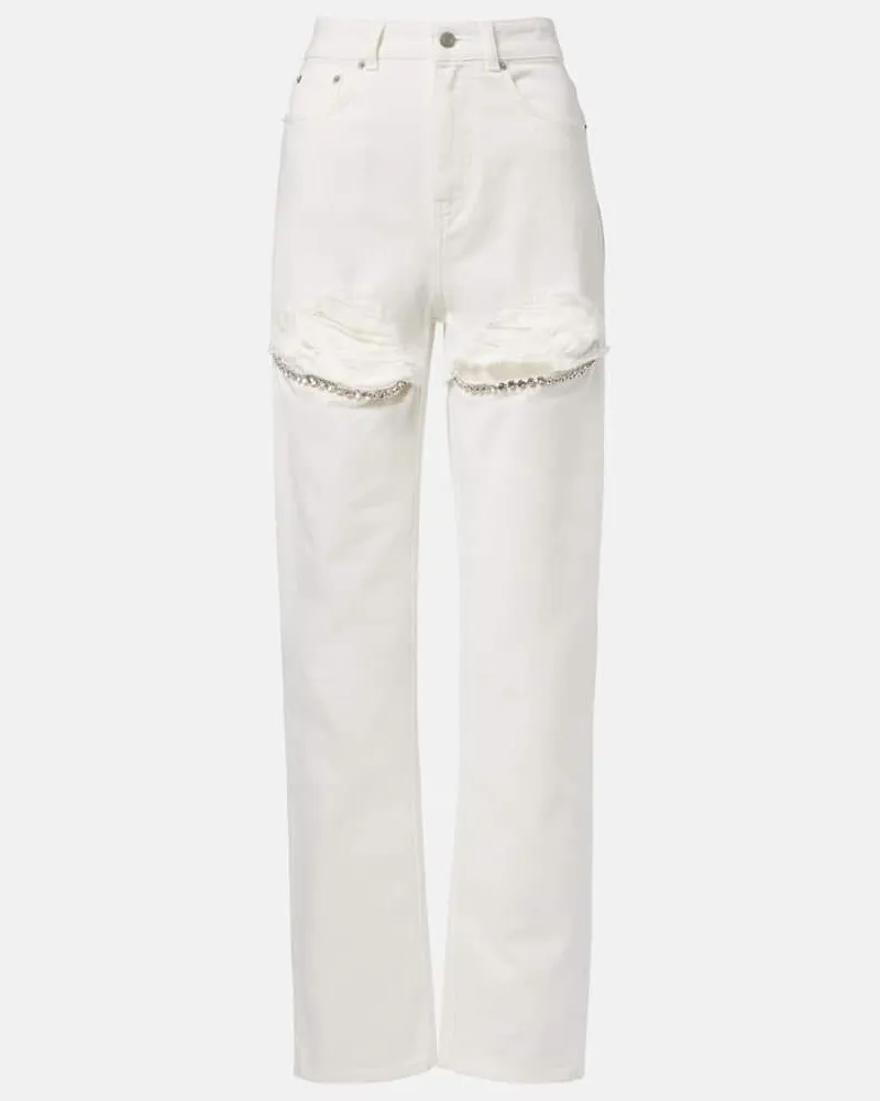 Area Distressed Wide-Leg Jeans Weiß