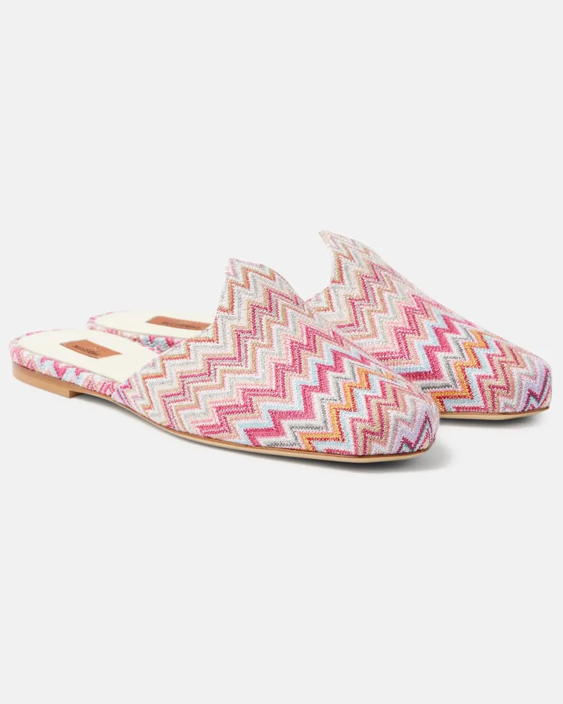 Missoni Slippers aus Häkelstrick Rosa