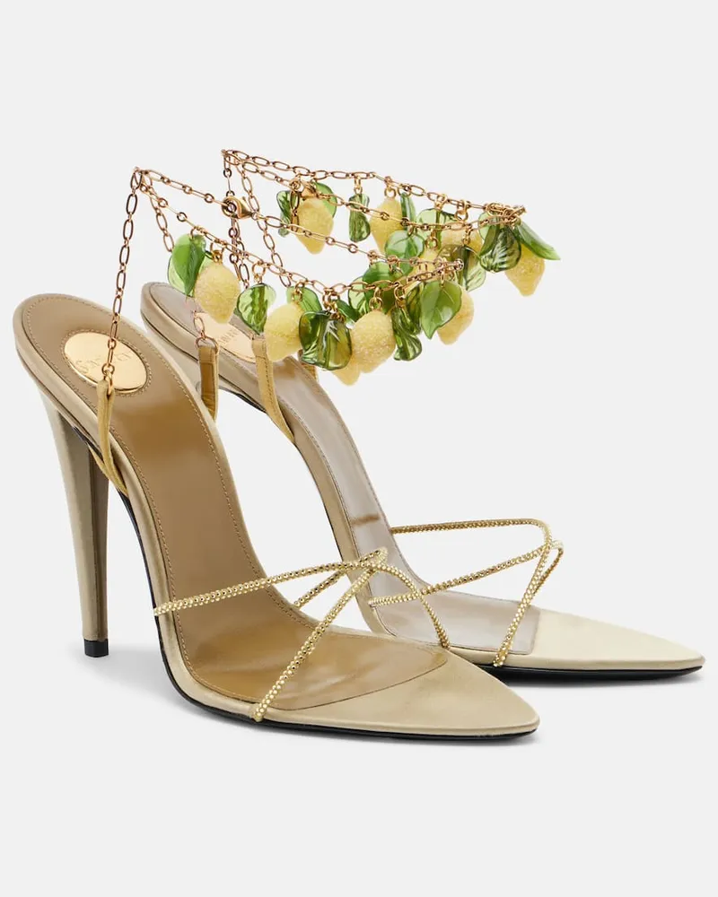 Saint Laurent Slingback-Sandalen Mon Cheri 110 aus Leder Gelb