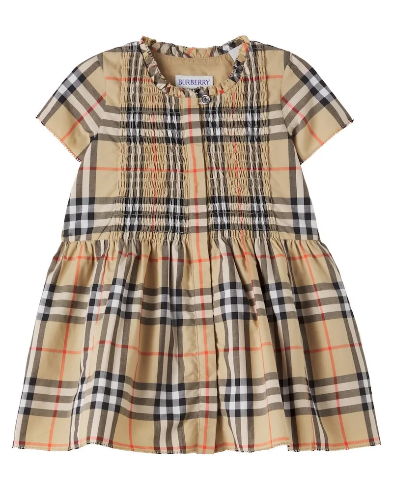 Burberry Baby Kleid Burberry Check aus Baumwolle Beige