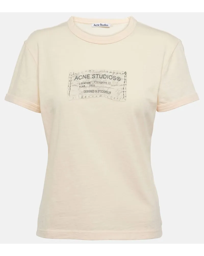 Acne Studios Bedrucktes T-Shirt aus Baumwoll-Jersey Orange