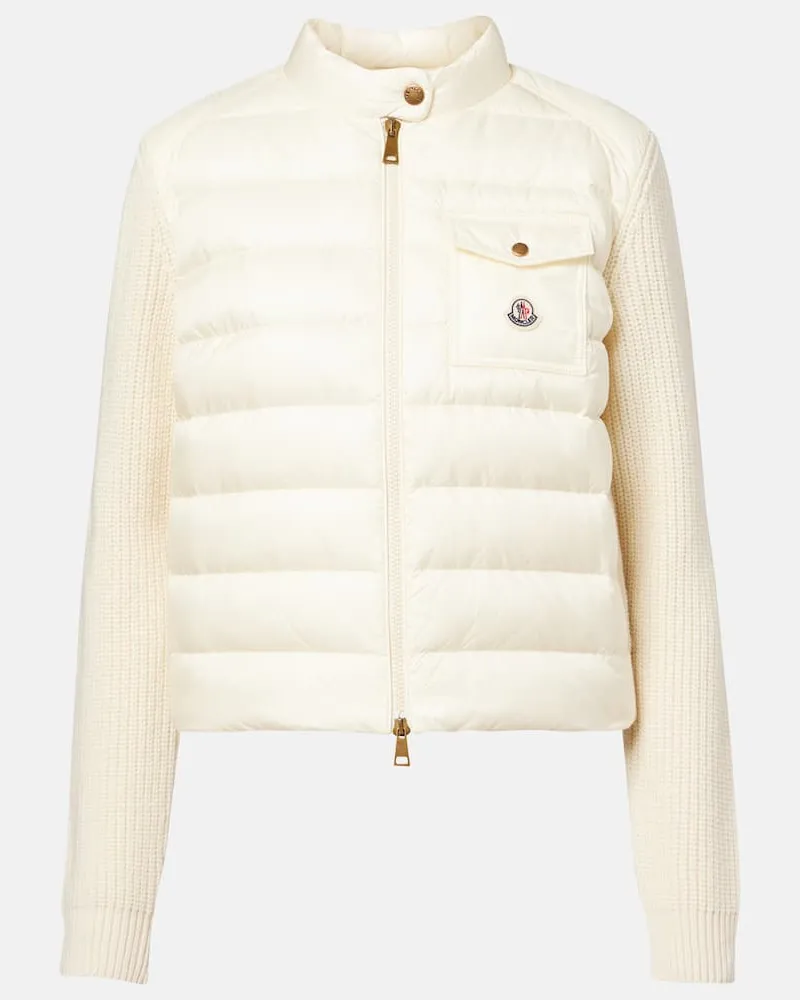 Moncler Daunenjacke mit Strick Weiß
