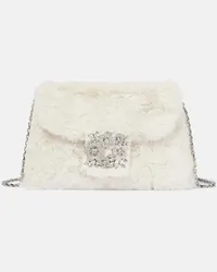 Roger Vivier Schultertasche RV Bouquet aus Faux Fur Weiss