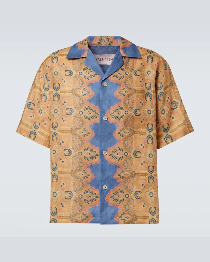 Valentino Garavani Bedrucktes Hemd aus Leinen Multicolor