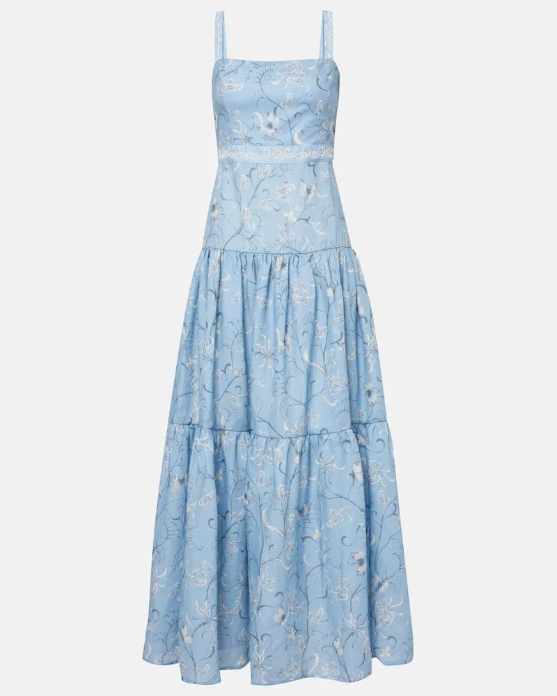 AGUA BENDITA Maxikleid Lima Lymanopoda aus Baumwolle Blau