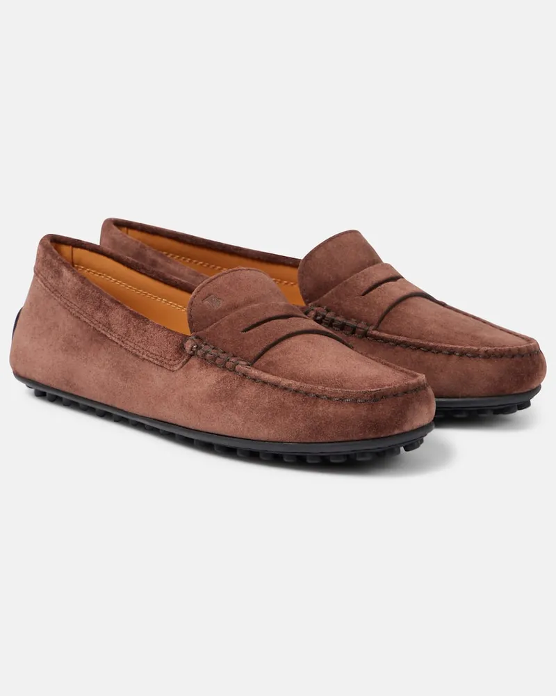 TOD'S Mokassins City Gommino aus Veloursleder Braun