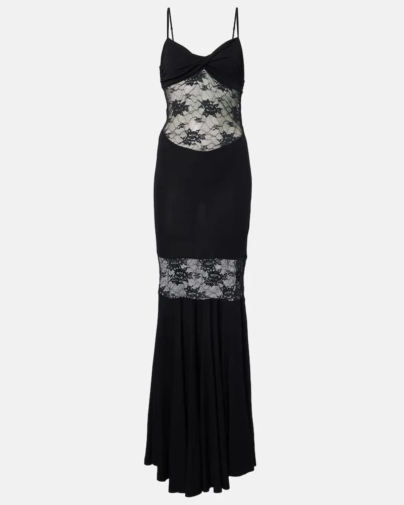 Nina Ricci Robe mit Spitze Schwarz