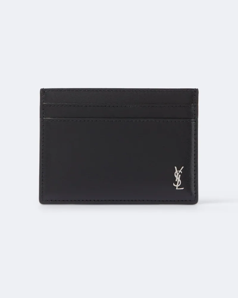 Saint Laurent Kartenetui Cassandre aus Leder Schwarz