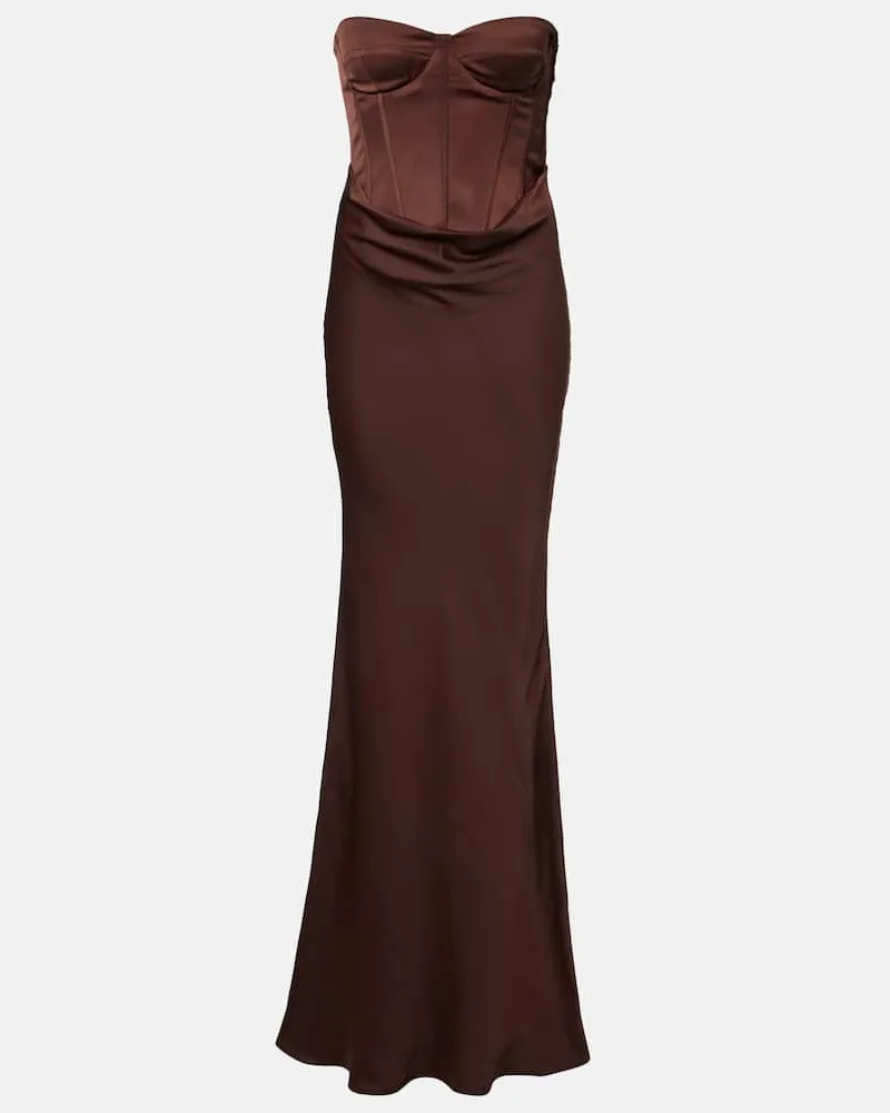 ROTATE Birger Christensen Robe aus Satin Braun