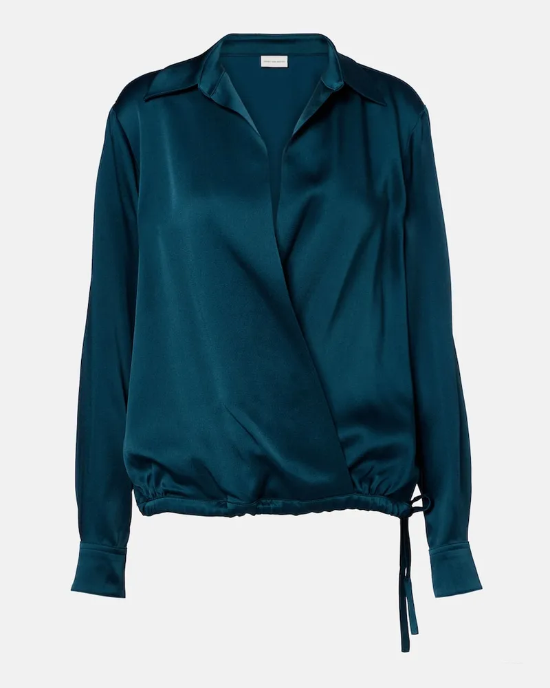 Dries van Noten Bluse aus Satin Blau