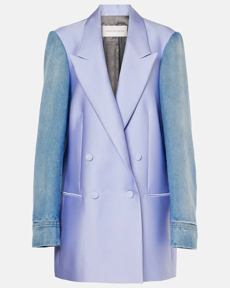Dries van Noten Blazer aus Satin mit Denim Lila