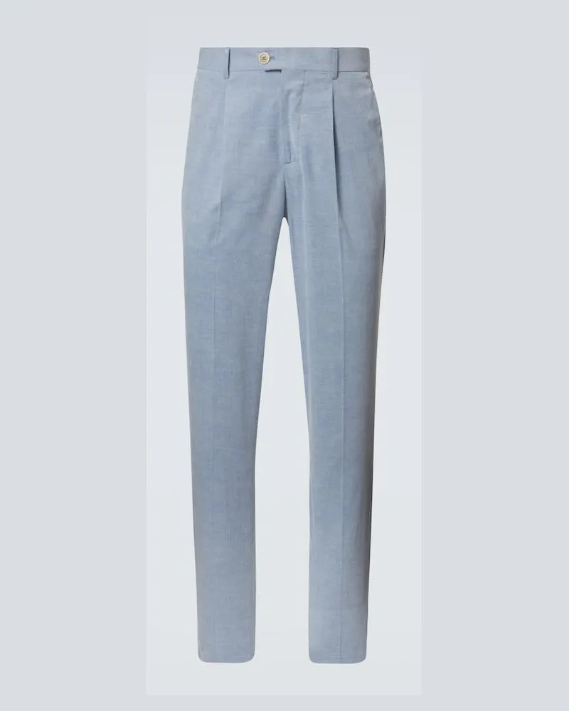 Brunello Cucinelli Gerade Hose aus Baumwolle Blau