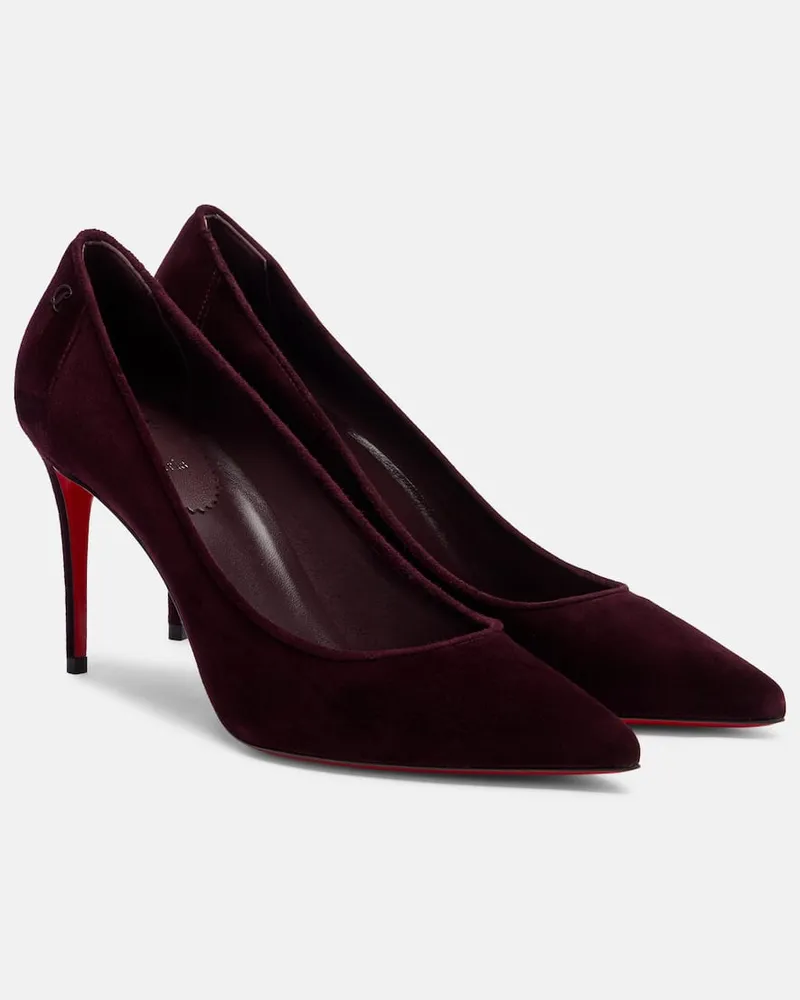 Christian Louboutin Pumps Sporty Kate 85 aus Veloursleder Burgunderrot
