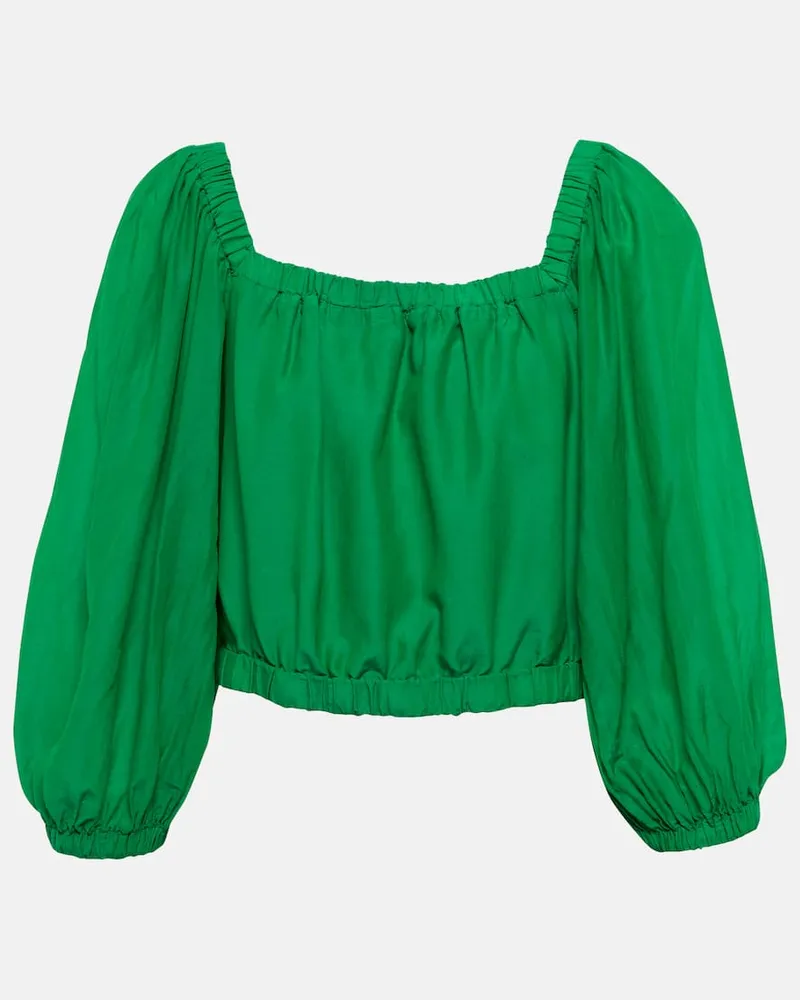 Velvet Top aus Baumwolle und Seide Grün