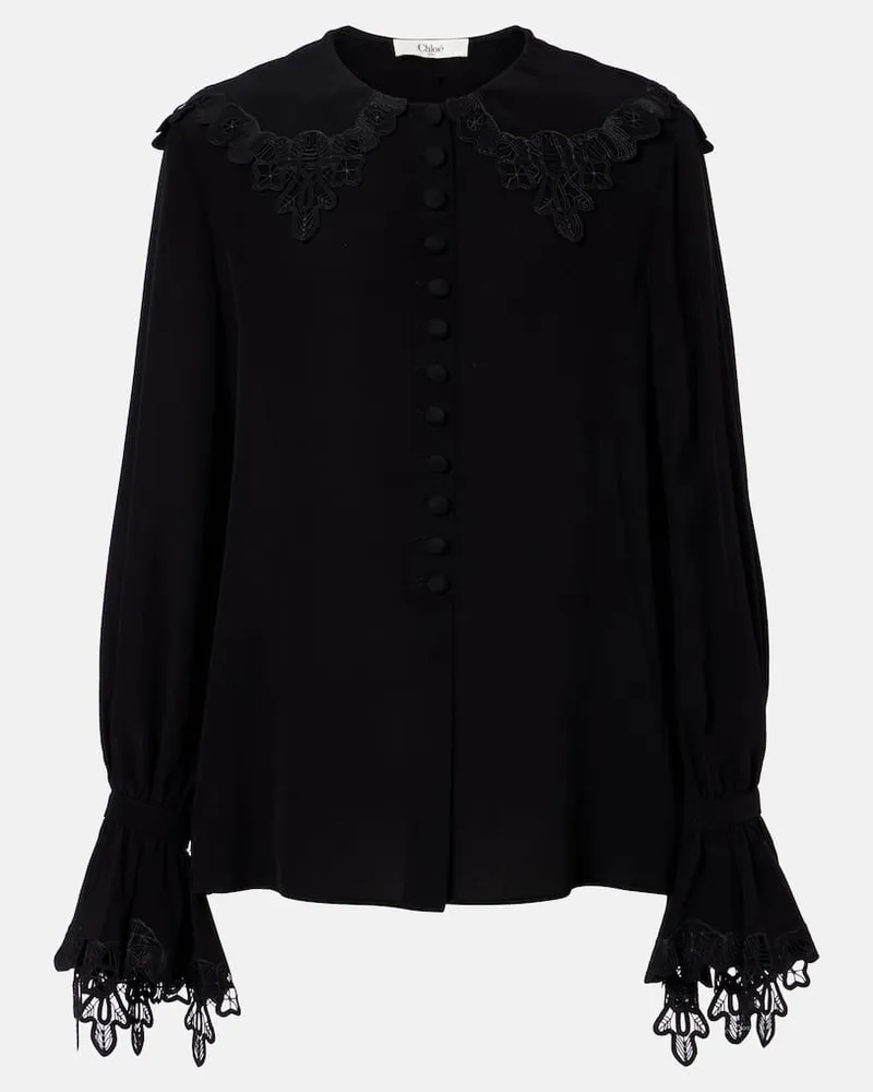 Chloé Chloé Bluse aus Crêpe de Chine aus Seide Schwarz