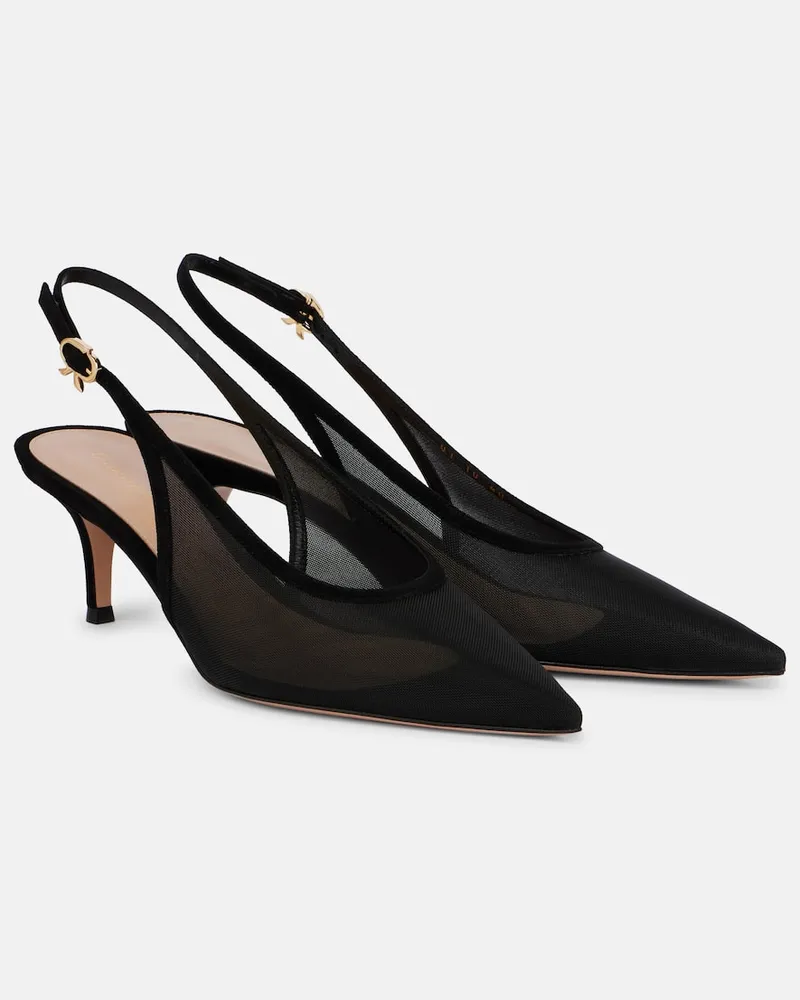Gianvito Rossi Slingback-Pumps 55 aus Organza mit Leder Schwarz