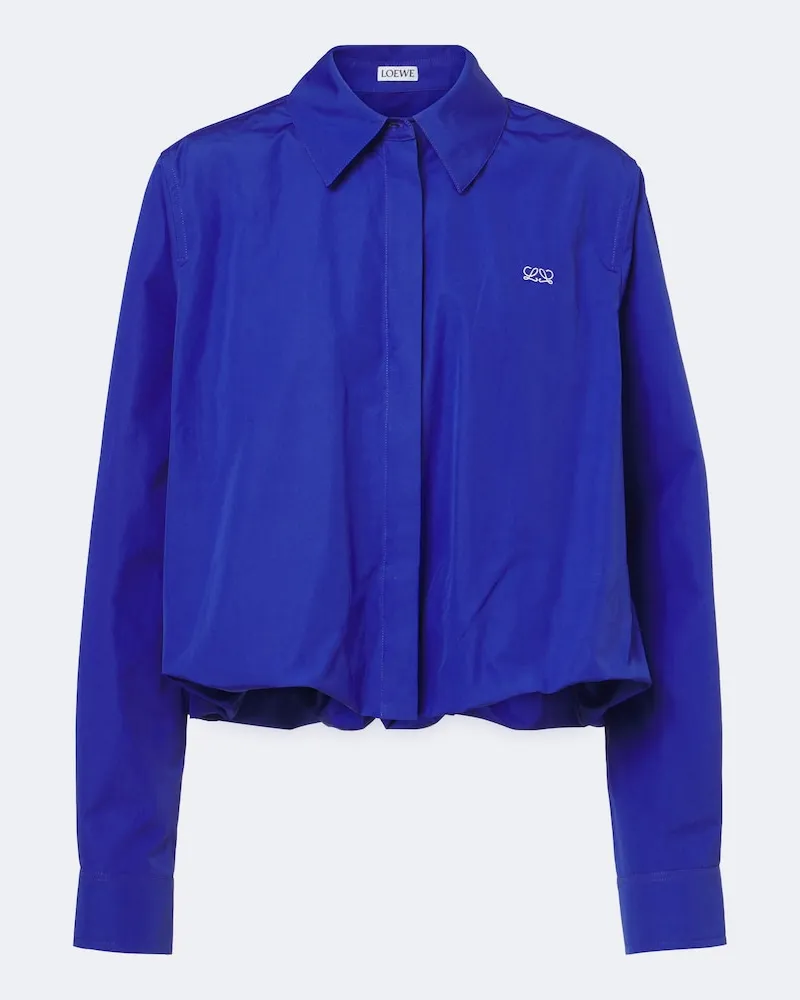 Loewe Cropped-Hemd Double L aus Baumwollpopeline Blau