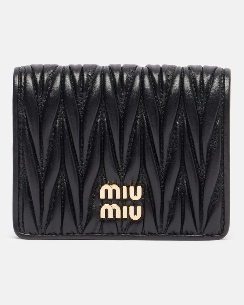 Miu Miu Portemonnaie aus Matelassé-Leder Schwarz