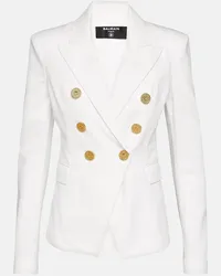 Balmain Blazer aus Denim Weiss