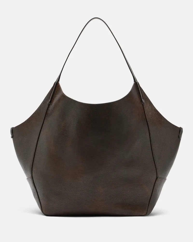Brunello Cucinelli Wendbare Tote Bag Monili Medium aus Leder Braun