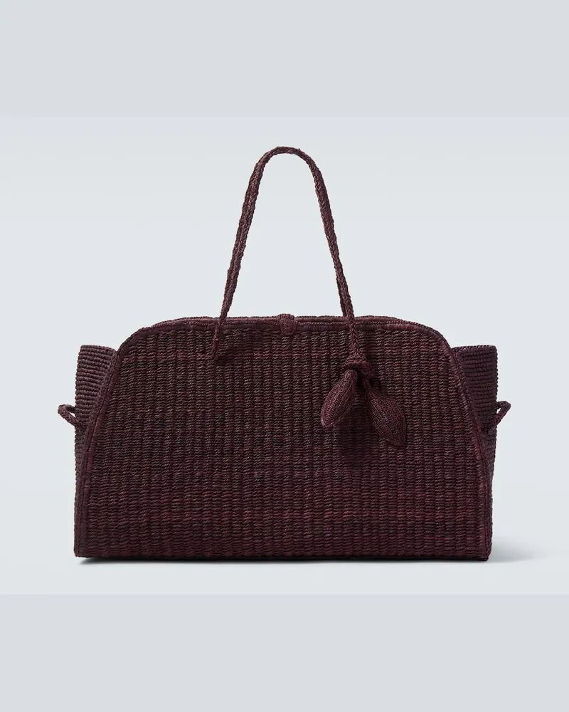 Jacquemus Shopper Turismo Large aus Raffiabast Burgunderrot