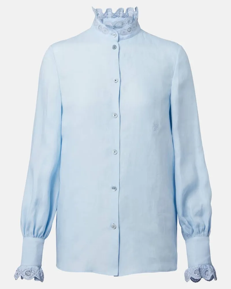 Valentino Garavani Bluse aus Leinen Blau