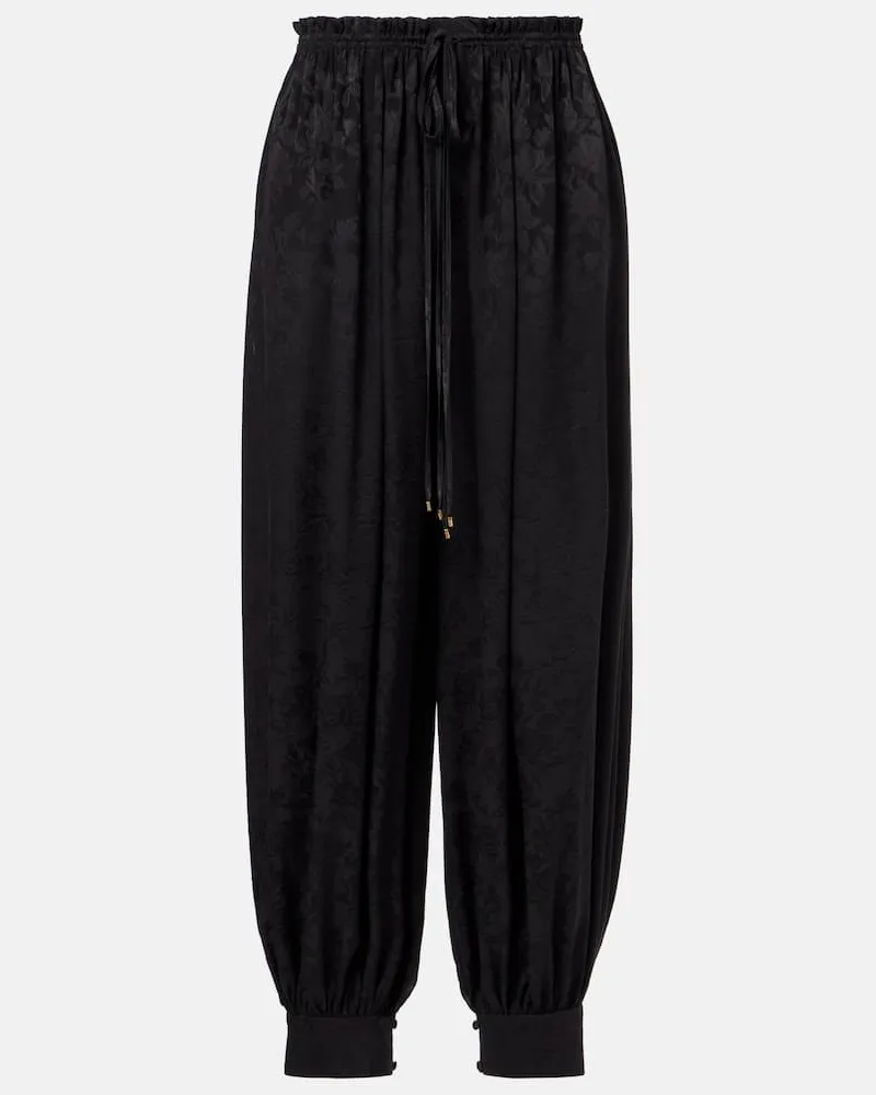 Chloé Chloé Weite Hose aus Seiden-Jacquard Schwarz