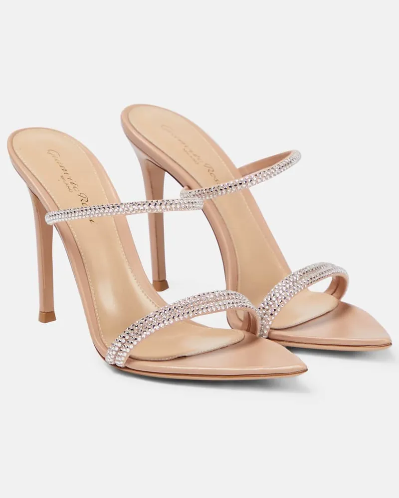 Gianvito Rossi Verzierte Pantoletten aus Leder Rosa