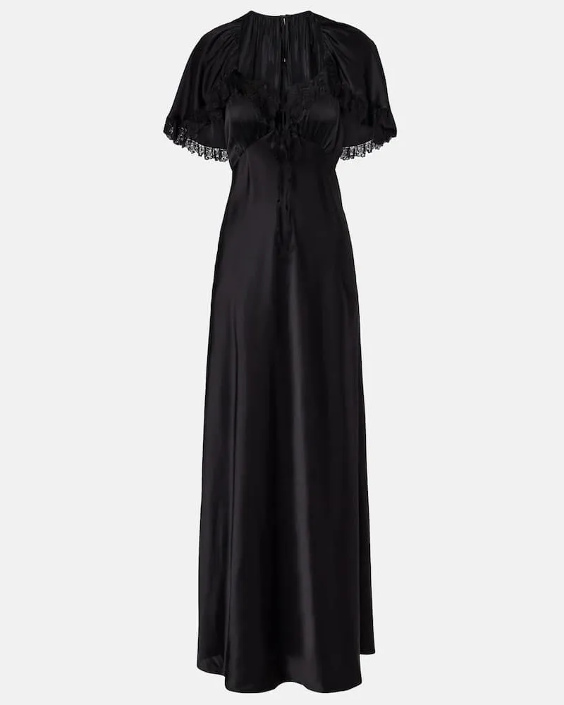 Chloé Chloé Maxikleid aus Seide mit Spitze Schwarz