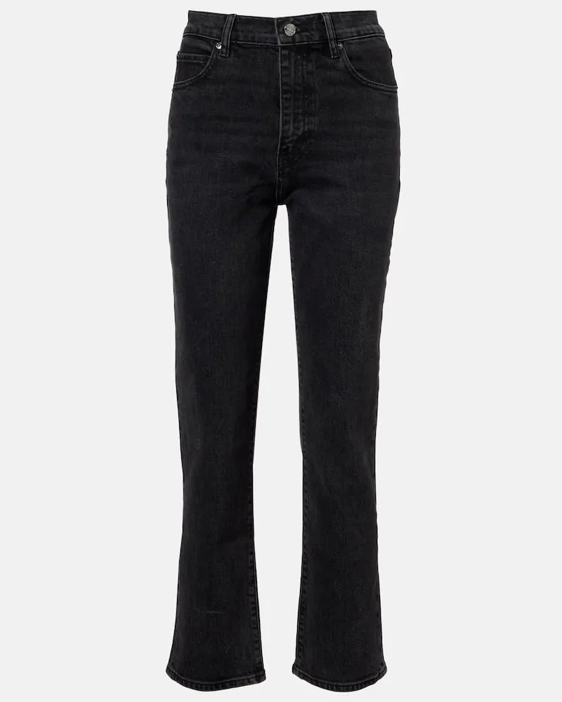 Frame Denim Cropped Straight Jeans Ruler Schwarz