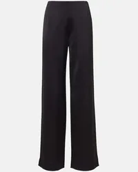 Totême Weite High-Rise-Hose aus Satin Schwarz