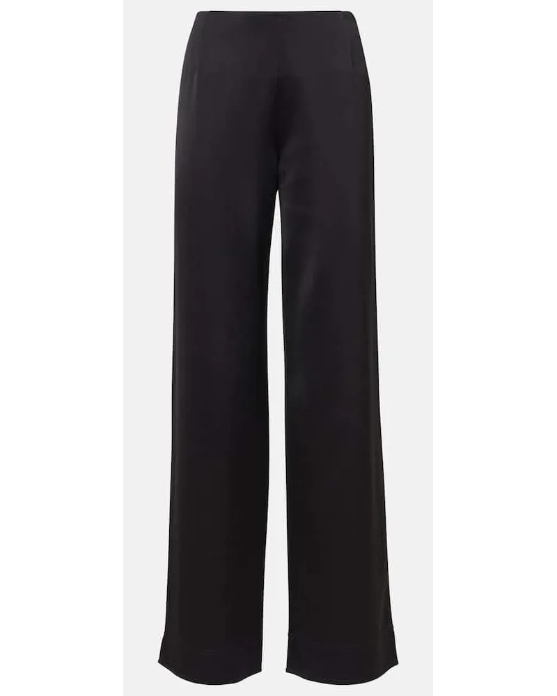 Totême Weite High-Rise-Hose aus Satin Schwarz