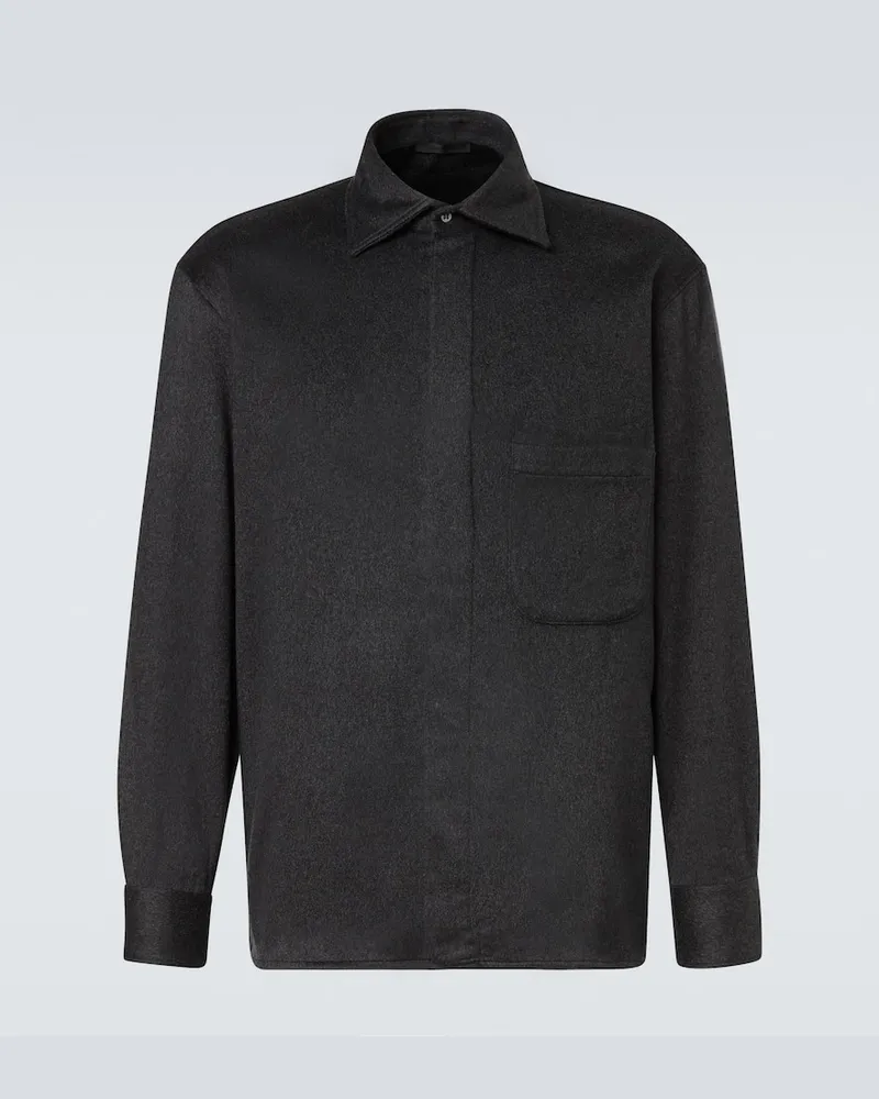 SAMAN AMEL Hemdjacke aus Kaschmir Grau